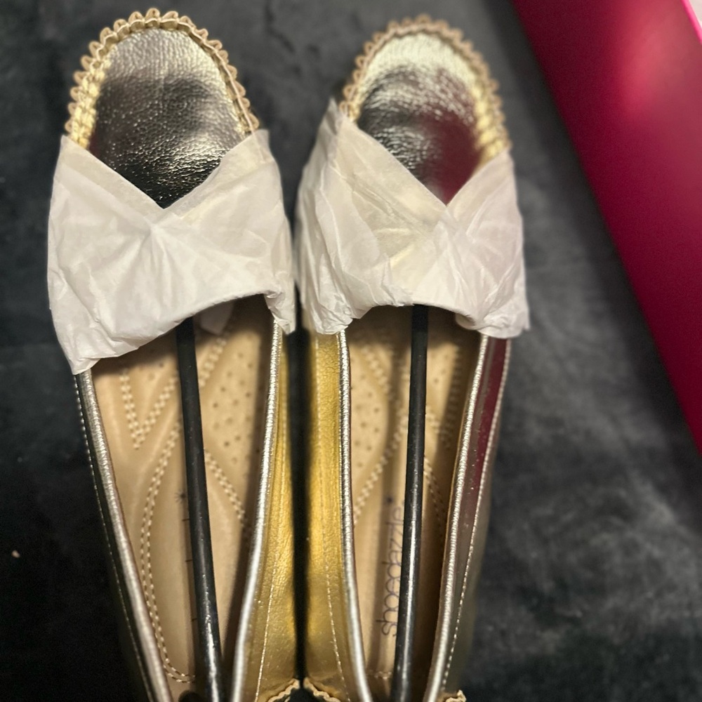 Shoe Dazzle Gold and Silver Flats